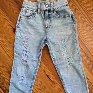 Justice girls jeans w/ purple sequins